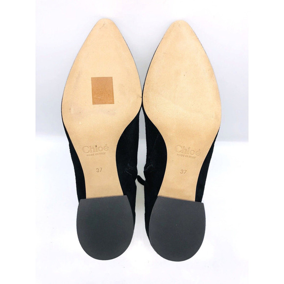 Chloe Lauren Suede Pointed Toe Ankle Boots - Black , US 7 / EUR 37 - Picture 10 of 11